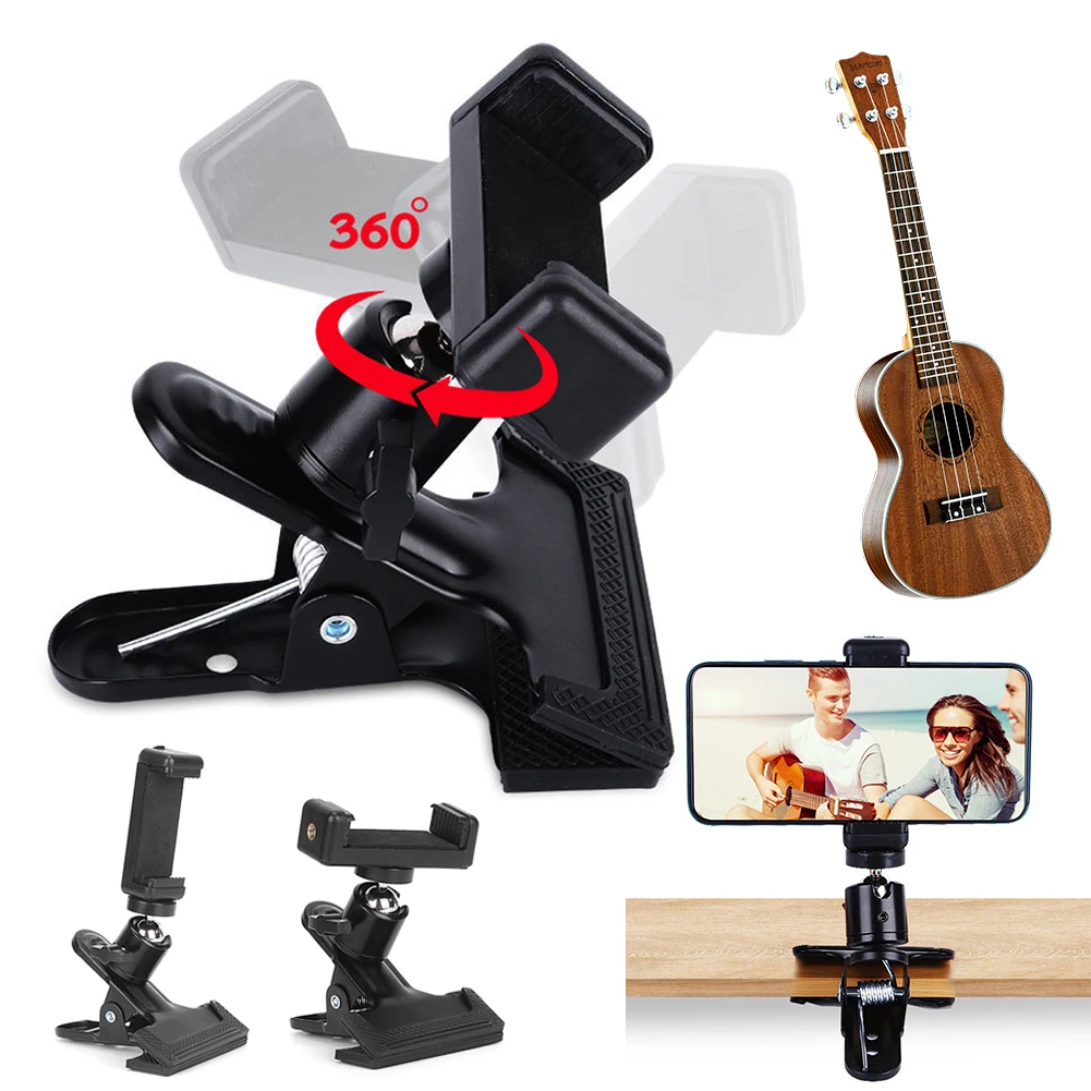 Musical Instrument Videos - 360 ° ที่ยึดโทรศัพท์แบบหมุนได้สำหรับกีตาร์ เหมาะสำหรับการถ่ายทอดสด บันทึกวิดีโอ ใช้ได้กับกีตาร์