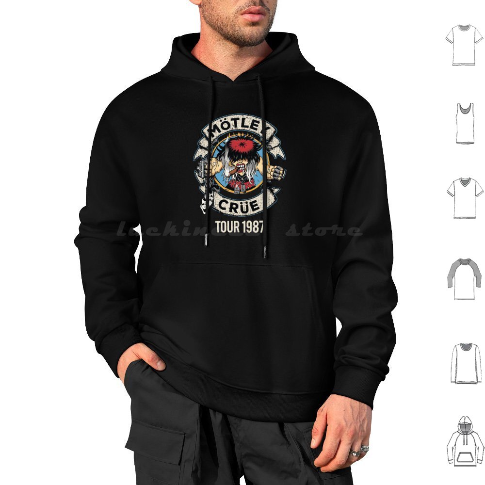 Musical Instrument Logo - The-Greats-Crue เสื้อฮู้ดดี้ผ้าฝ้ายแขนยาว โลโก้ นักร้อง ของสะสม รูปหัวกะโหลก