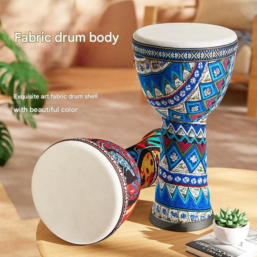 Musical Instrument Africa - 8 นิ้วกลองแอฟริกัน,Djembe มือกลอง,หนังแพะกลองพื้นผิวพร้อมสายคล้องไหล่เครื่องดนตรีสําหรับผู้เริ่มต้น