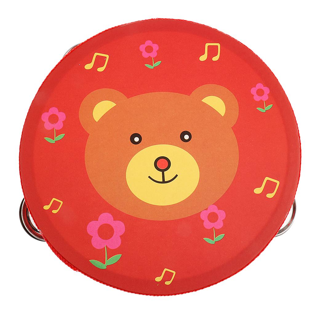 Tambourine Hand Drum - กระดิ่งมือ แทมบูรีนไม้ ของเล่นเครื่องดนตรีประเภทตีกระทบ กลองขนาดเล็กสำหรับเด็ก เล่นดนตรี การเรียนรู้สำหรับเด็กก่อนวัยเรียน
