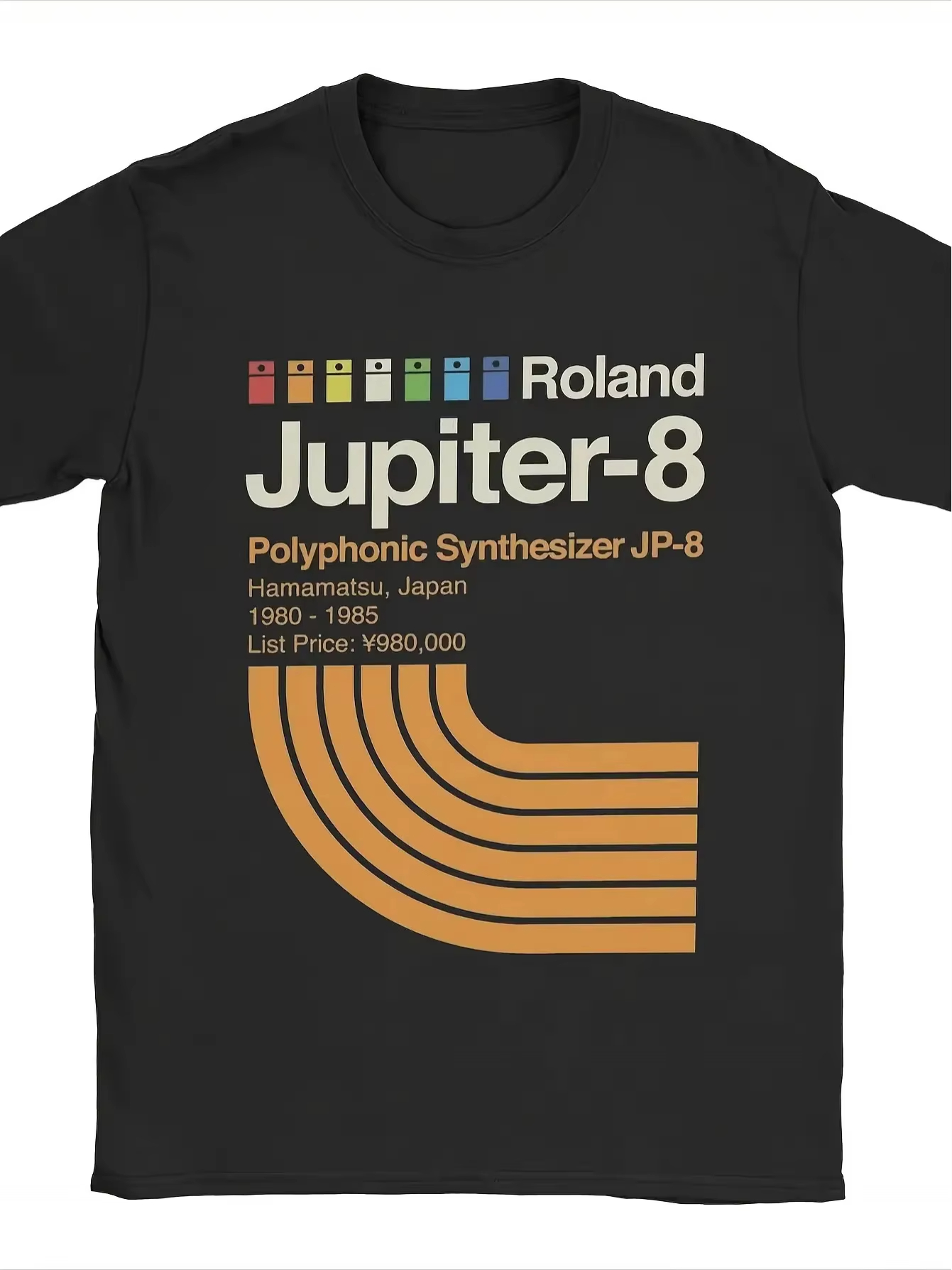 Musical Instrument Synthesizer - เสื้อยืดผู้ชายลาย Roland Jupiter-8 Synthesizer สไตล์วินเทจยุค 80