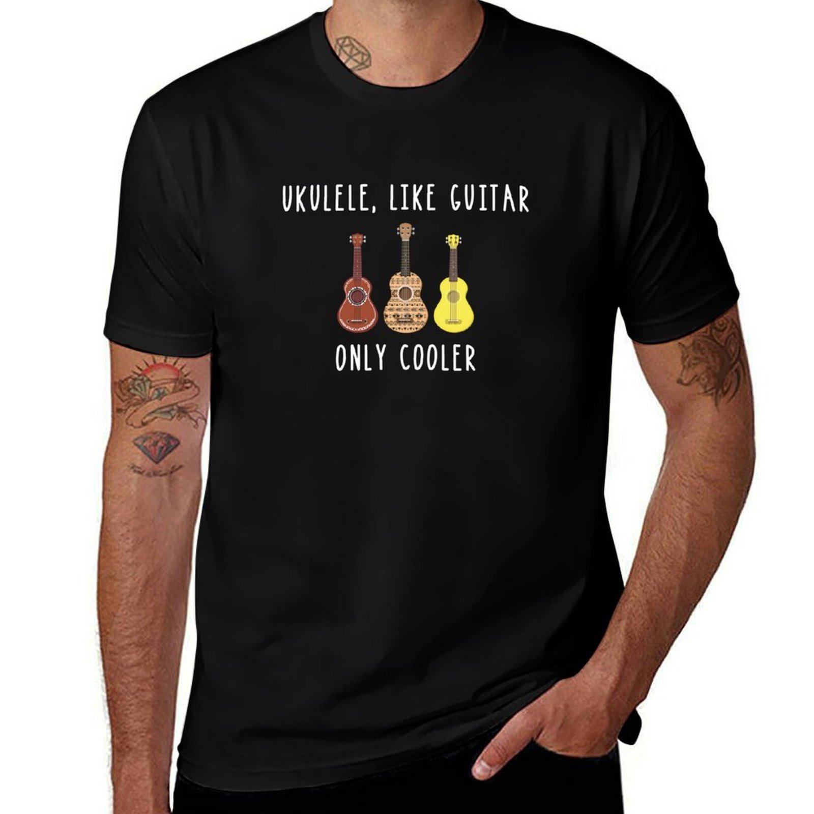 Musical Instrument Like Guitar - เสื้อยืดลายอูคูเลเล่เหมือนกีตาร์ แต่เท่กว่า เสื้อยืดลายพิมพ์สำหรับใส่ทุกวัน
