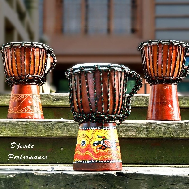 Musical Instrument Percussion - กลองแอฟริกันขนาดเล็กสำหรับเด็ก ทำจากไม้เนื้อแข็ง พกพาสะดวก ขนาด 6/7/8/10 นิ้ว
