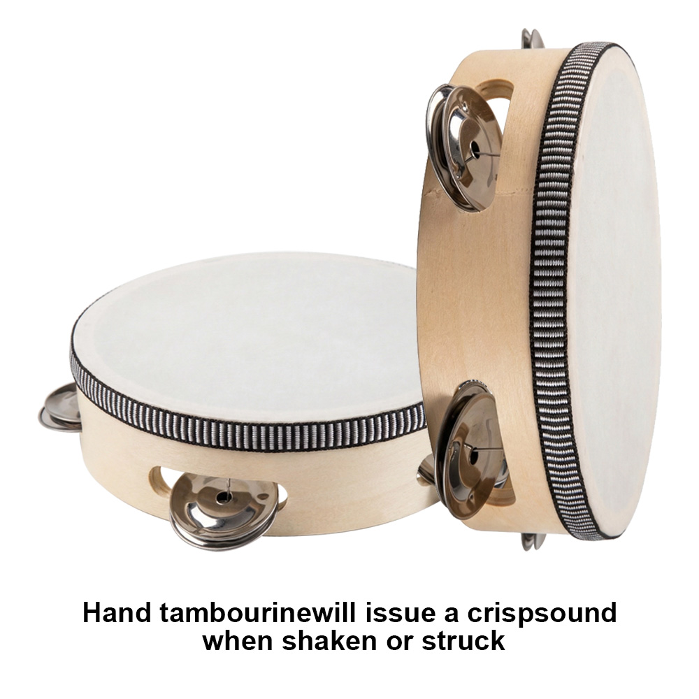 Tambourine Hand Drum - กลองแทมบูรีนขนาด 6 นิ้ว แบบถือด้วยมือ พร้อมเสียงจingle โลหะ