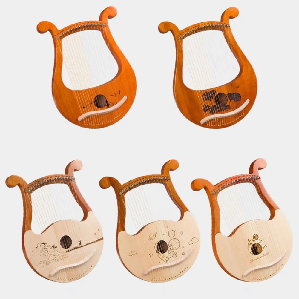 Musical Instrument Names - ลีร์ฮาร์ปคุณภาพสูง 19 สาย ทำจากไม้มะฮอกกานี เครื่องดนตรี พร้อมสายสำรอง