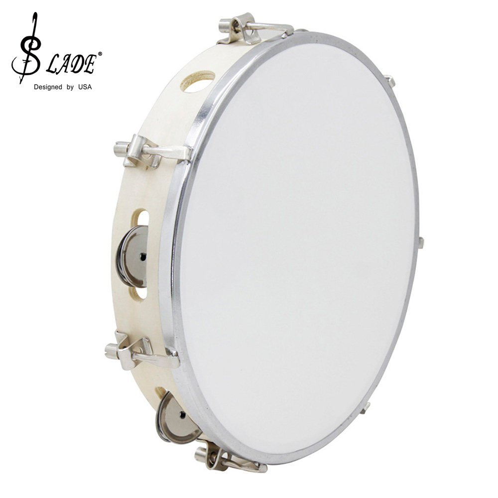 Tambourine Hand Drum - Slade กลอง10นิ้วปรับได้ไม้ทึบถือระฆังของเล่นดนตรีเคาะสำหรับเด็กทารกเครื่องมือตรัสรู้