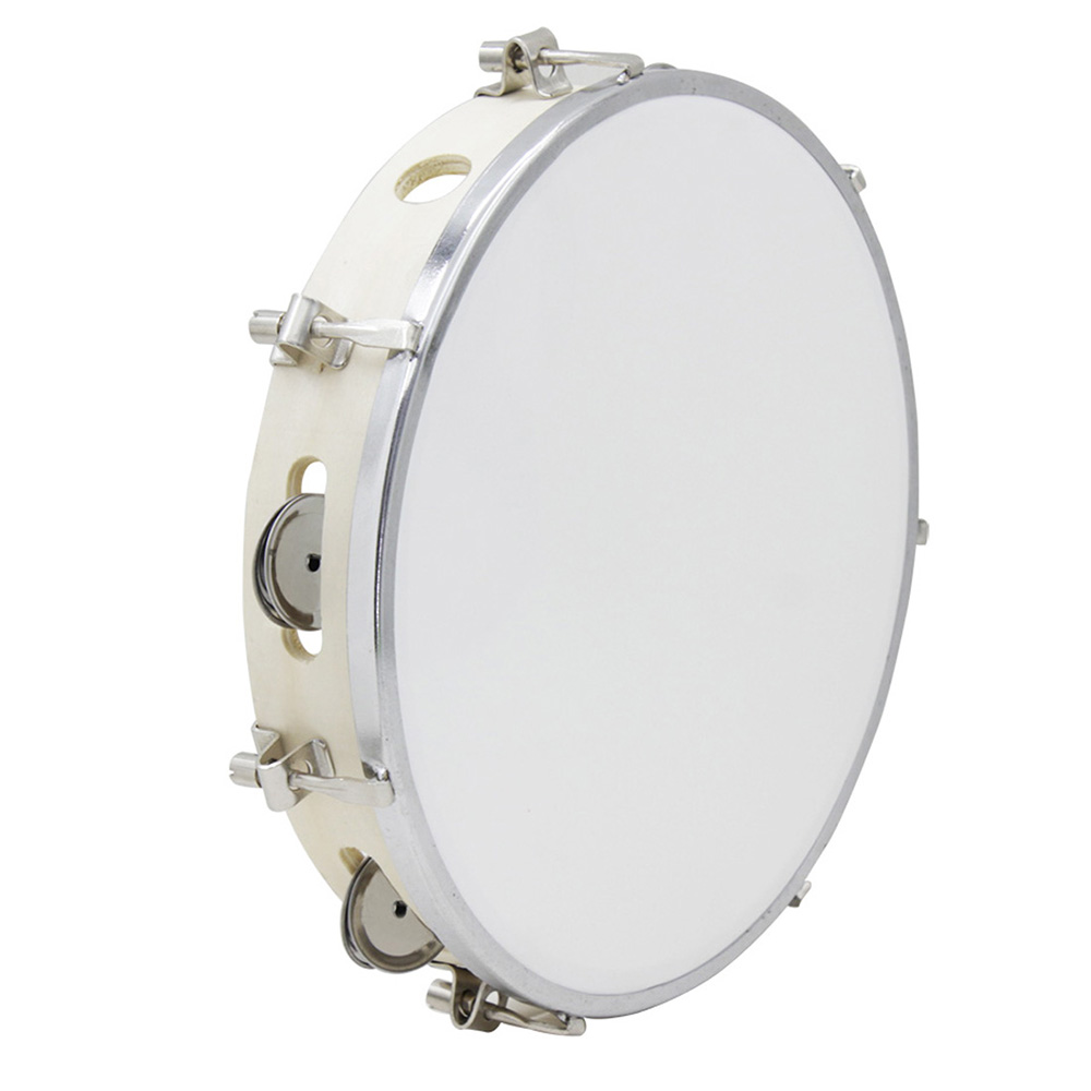 Tambourine Hand Drum - 10นิ้วกลองปรับของแข็งไม้แผงมือถือเบลล์กลองเคาะเพลงของเล่นสำหรับเด็กทารกตรัสรู้เครื่องมือ