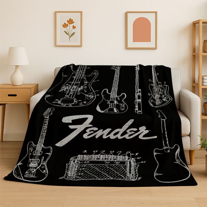 ผ้าห่มนุ่มลายโลโก้กีตาร์เรโทร  - Musical Instrument Logo บทวิจารณ์และราคา