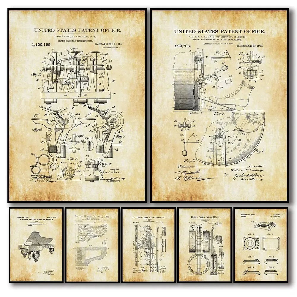 โปสเตอร์ภาพพิมพ์ลายวินเทจนอร์ด - Musical Instrument Videos บทวิจารณ์และราคา