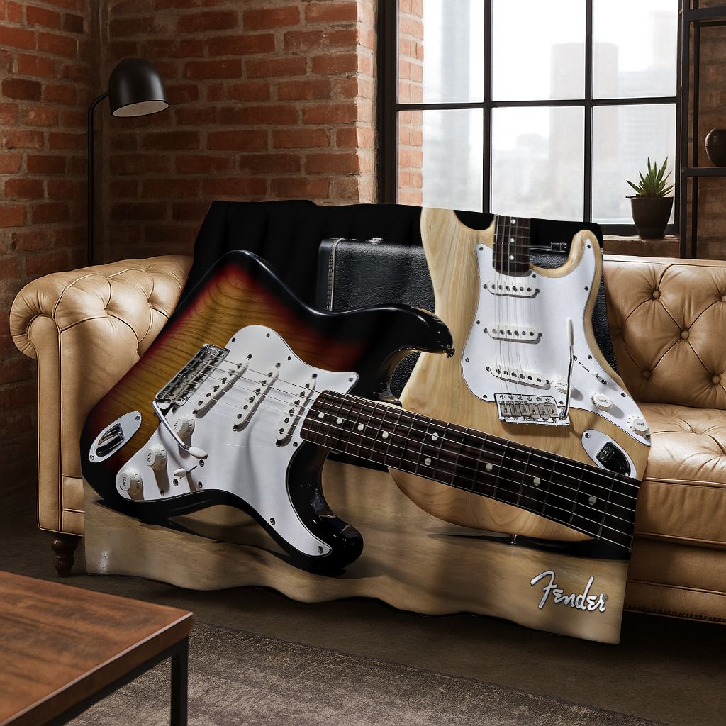 ผ้าห่มแฟลนเนลลายโลโก้กีตาร์แฟช - Musical Instrument Logo บทวิจารณ์และราคา
