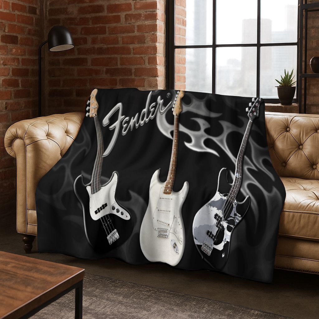 ผ้าห่มแฟลนเนลลายโลโก้กีตาร์แฟช - Musical Instrument Logo บทวิจารณ์และราคา